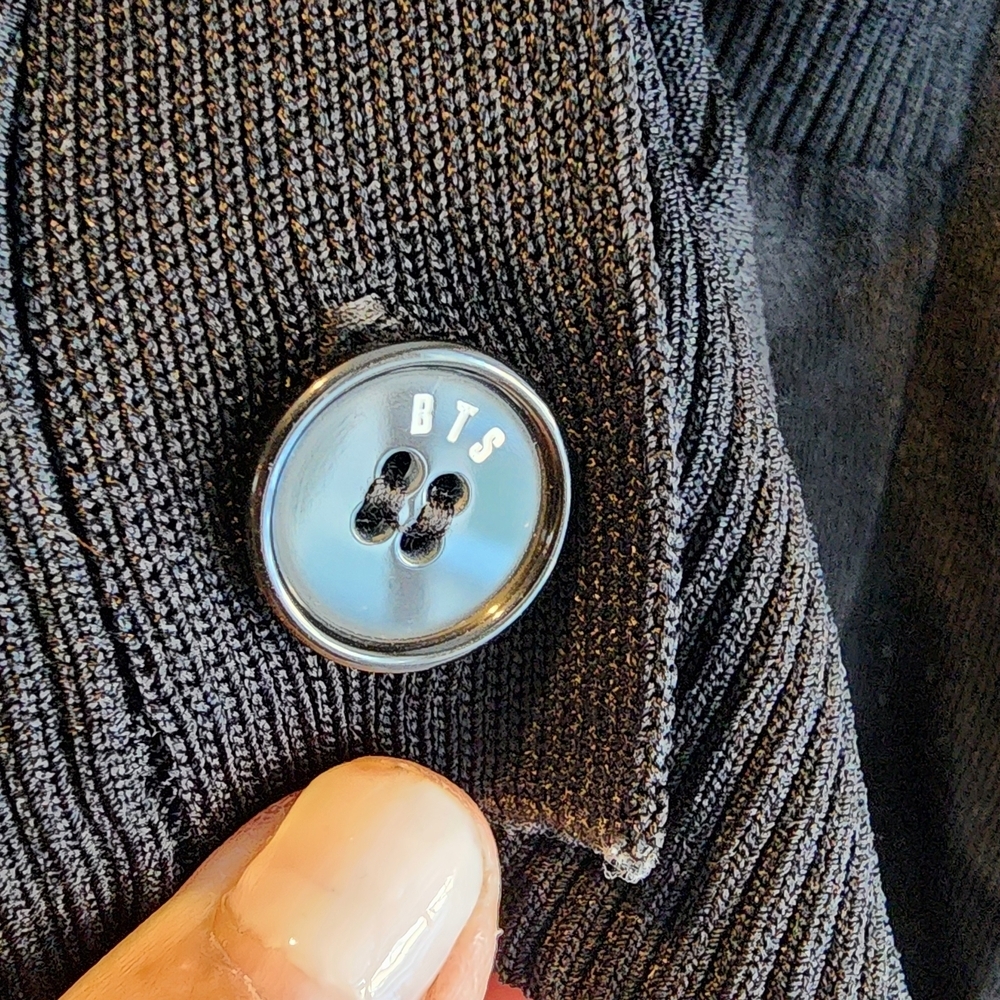 Black Knit Cardigan with Ribbed Details - Picture 9 of 16
